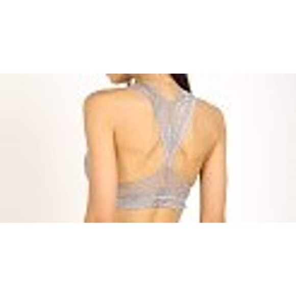 Eberjey NWT Colette Lace Racerback Bralette Heatherly Grey Mesh Size Small - Picture 2 of 5